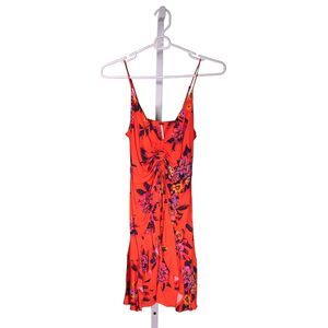 Free People Women's Blouse Floral V-Neck Stretch Sleeveless Tunic Mini Dress XS